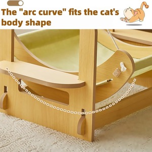Hamaca de madera para gatos, cuna para mascotas de interior, cama para gatos para todas las estaciones, columpio para cachorros y gatos, silla mecedora, hamaca colgante. - Product Image 4