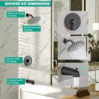 Ensemble mélangeur complet de douche à effet de pluie de 8 pouces pour salle de bains Kit de douche Système de douche Ensemble de douche noir avec valve brute