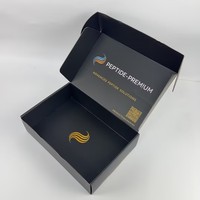 Boîte d'emballage d'expédition en carton ondulé noir grand format, personnalisable avec logo imprimé, pour l'envoi de vêtements, finition mate
