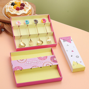 Juego de Cubiertos Creativos de Acero Inoxidable con Forma de Donut, Cuchara y Tenedor para Macaron, Cuchara para Café, Cuchara para Postre, Divertida Caja de Regalo - Product Image 2