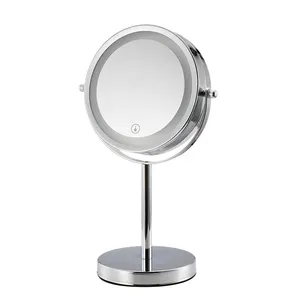 Оптовая продажа, двухстороннее светодиодное настольное зеркало с подсветкой, косметическое зеркало, увеличительное зеркало для туалетного столика