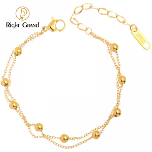 डबल परत सोना मढ़वाया पायल चूड़ी पैर गहने समुद्र तट मोती पायल कंगन स्टेनलेस स्टील के गहने महिलाओं के लिए - Product Image 3