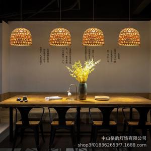 Lámpara Colgante Redonda de Bambú con LED de Una Sola Cabeza para Cafeterías, Bares, Restaurantes, Hoteles, Balcones, Pasillos y Estudios - Product Image 3