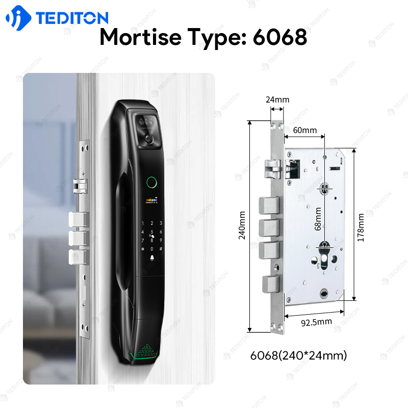 Tediton Active Video Intercom Full Automatic Tuys Wifi Face Recognition Smart Door Lock With Camera and Fingerprint · image 4