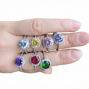 Anillo de Compromiso Ovalado Vintage de Calidad con Circonita, Bañado en Rodio Imitación Latón, Banda Ajustable para Mujer, Regalo de Boda - Product Image 1