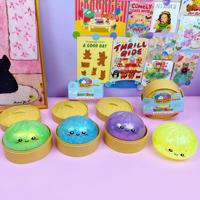Squishy en forme de boule de pâte à presser avec visage de dessin animé et perles dorées, jouet anti-stress pour filles et garçons, boîte mystère