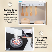 Ensemble de jouets de cuisine en bois Letop pour enfants de 2 à 7 ans, unisexe, avec sons et lumières, simulation de cuisinière électronique, four à micro-ondes, évier