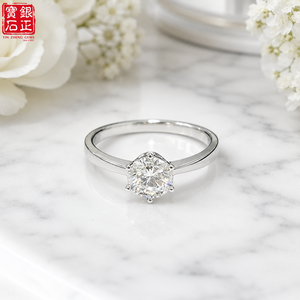 Anillo de Compromiso de Plata de Ley 925 con Diamante Cultivado en Laboratorio, Corte Brillante, <span class=keywords><strong>Solitario</strong></span> de Seis Puntas, Certificado IGI, Venta al Por Mayor - Product Image 3