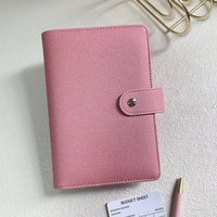 Organiseur de budget et agenda en cuir PU rose A6 avec anneaux dorés, classeur à feuilles mobiles personnalisable – Vente chaude