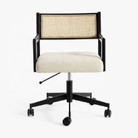 Mobilier contemporain pour bureau à domicile Chaise de bureau pivotante rembourrée en bois massif en rotin