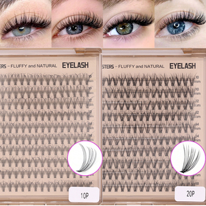 200 Piezas de Pestañas en Racimo Personalizables de 10 Líneas, 10p-150p, Curvatura D, Longitud Mixta para Looks Naturales a Dramáticos, Pestañas en Abanico - Product Image 4