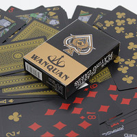 Jeu de cartes de poker PVC haut de gamme noir pur, toutes couleurs, imperméable, lavable, emballage personnalisé en boîte plastique transparente WAN QUAN