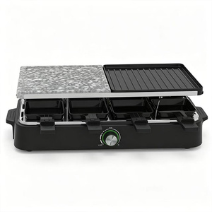 Grill électrique à <span class=keywords><strong>raclette</strong></span> pour 8 personnes, <span class=keywords><strong>appareil</strong></span> à faire fondre le <span class=keywords><strong>fromage</strong></span> avec plaque en pierre, 1400W, barbecue d'intérieur sans fumée, température réglable - Product Image 2