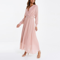 Robe longue plissée rose décontractée pour femmes, Sexy, grande taille