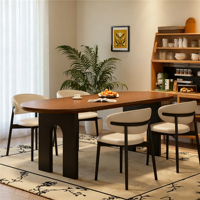 Table rectangulaire simple en bois massif et chaises de salle à manger semi-circulaires, adaptées aux salles à manger domestiques, appartements et hôtels