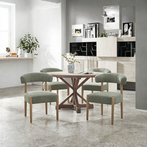Collection PERFECT moderne : Ensemble de 4 chaises de salle à manger rembourrées, chaises de salle à manger en bois, dossier incurvé, assise en tissu, bois d'hévéa - Product Image 2