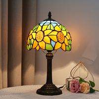 Lampe de table style tournesol vintage, corps en résine, alimentation secteur, lumière décorative de nuit pour chambre à coucher et salle à manger