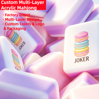 Tuiles de Mahjong en Acrylique Superposées Peintes à la Main, Thème Macaron, Desserts et Bonbons, Tuiles de Mahjong Américain pour Table de Jeu