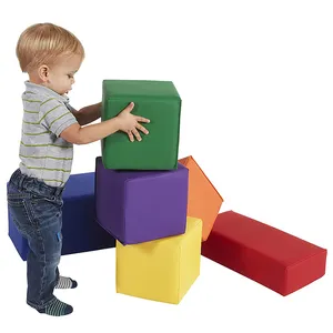 Grandes blocos de construção de espuma, jogo macio para crianças e bebês (conjunto de 6 peças)-sortido