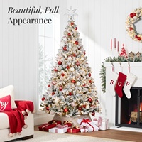 Nouvel arbre de Noël artificiel pré-éclairé blanc chaud de haute qualité, floqué, aspect réaliste, montage facile, utilisation intérieure/extérieure