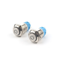 Interrupteur à bouton-poussoir intelligent momentané étanche 22 mm 10A 1NO 1NC 24V LED éclairé en acier inoxydable/aluminium IP67 électronique