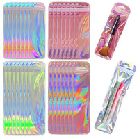 Aluminium folie wieder versch ließbare Regenbogen Holo graphic Ziplock Plastiktüten lang für Make-up Pinsel Stift Lippen Wimpern Schmuck Halskette Süßigkeiten