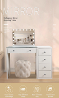 Miroir de maquillage moderne en verre à lumière LED Coiffeuses Armoire de rangement Miroirs de chevet Table de courtoisie