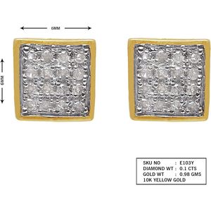 Ornaatis <b>Diamond</b> Stud <b>Earrings</b> 0.10 Cttw Round Cut 10k Yellow Gold 6 Mm Women's Everyday Wear - Product Image 2