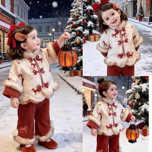 Two Piece New Year Outfit For Baby Girls Horse Pattern Winter Thickening Windproof Set - Product Image 3