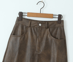 <span class=keywords><strong>Jupe</strong></span> longue en <span class=keywords><strong>cuir</strong></span> décontractée à la mode pour femmes, avec fente <span class=keywords><strong>devant</strong></span>, couleur unie, <span class=keywords><strong>fermeture</strong></span> éclair, 2 coloris - Product Image 5