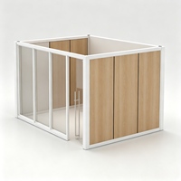 Cloison de bureau démontable reconditionnée (Mur solide + Mur en verre) – Système de cloisonnement de bureau économique et réutilisable en bois
