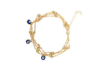 Tobillera de cadena de pierna con colgante de Ojo Azul bohemio para mujer, pulsera de tobillo de cuentas multicapa para fiestas de <span class=keywords><strong>playa</strong></span> de verano - Product Image 4