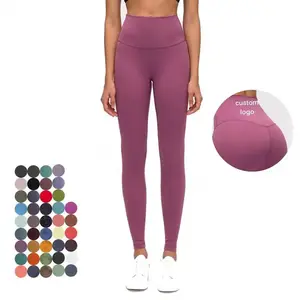 Mallas deportivas transpirables de cintura alta de alta calidad con logotipo personalizado, pantalones de yoga sexis con bolsillos para mujer, mallas