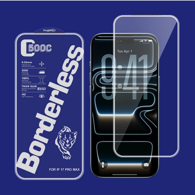 For iPhone 17 Pro Max Tempered Glass Screen Protector Borderless 500c HD Tempered Glass Screen Protector for iPhone 16 15 14 13