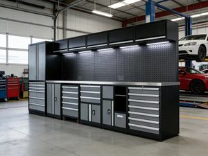 Équipement d'atelier personnalisable, armoire à outils en métal, fabriquée en acier à fermeture douce, adaptée à <span class=keywords><strong>l</strong></span>'atelier, au <span class=keywords><strong>garage</strong></span>, aux quincailleries, aux meubles - Product Image 2