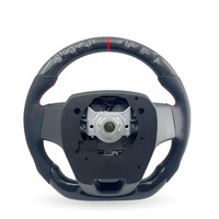Volant modifié semi-perforé en cuir marqué rouge avec fibre de carbone noire pour Toyota ZC-FT-YD-T1