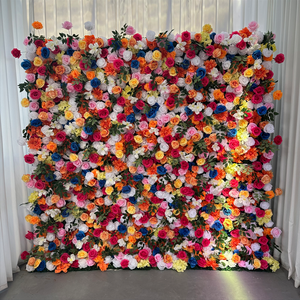 L-FW118 bán buôn cuộn lên Hoa Tường Backdrop 8ft x 8ft Hồng Hoa Tường Bảng điều khiển nhân tạo <span class=keywords><strong>3D</strong></span> hoa tường trang trí cho đám cưới - Product Image 5