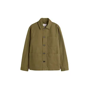 Custom 100% Cotton Twill Olive Green Garment Dyed Work Jacket for Men