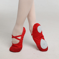 E5015 sepatu dansa balerina fleksibel, sepatu balet anak-anak merah muda warna-warni datar terpisah