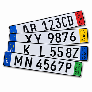 Placa de Matrícula Europea <span class=keywords><strong>Personalizada</strong></span> al por Mayor, Placas de Matrícula Alemanas de Aluminio en Relieve con Impresión de Logotipo - Product Image 1
