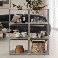 Industriedesign Esszimmerregal Modernes Minimalistisches Edelstahl-Aufbewahrungsregal für Zuhause Büro Wohnzimmer Aufbewahrungsmöbel