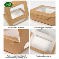 Boîte à nouilles et salades en papier kraft biodégradable VVG avec fenêtre, conteneur alimentaire jetable pour plats à emporter, emballage pour restauration rapide
