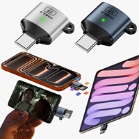Adaptateur USB 3.0 haute vitesse mâle vers USB-C avec lecteur de carte TF pour téléphone, tablette, ordinateur portable, avec trou de clé portable