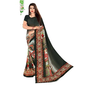 Saree imprimé en soie avec chemisier les plus choisis et les plus tendances, les femmes indiennes portent des vêtements de gros à bas prix. Ethnique - Product Image 1