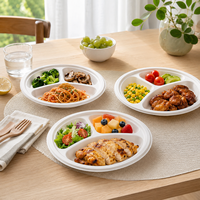 Assiettes biodégradables blanches et brunes de 9 pouces, assiettes plates en bagasse de canne à sucre pour restaurant, assiettes jetables en kraft pour aliments