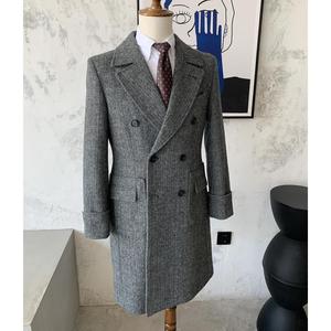 Cappotto Invernale da <span class=keywords><strong>Uomo</strong></span> <span class=keywords><strong>Doppiopetto</strong></span> Medio-Lungo in Velluto a Coste con Risvolto in Lana Stile Tweed Britannico - Product Image 6