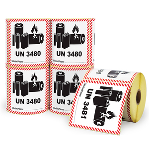 Autocollants d'avertissement de danger pour batteries lithium-ion <span class=keywords><strong>UN</strong></span> <span class=keywords><strong>3480</strong></span> <span class=keywords><strong>UN</strong></span> 3481 - Product Image 1