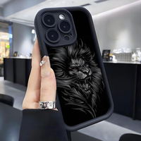 Coque de téléphone portable antichoc en TPU avec impression photo de lion féroce classique et style objectif d'appareil photo pour iPhone 12 13 14 15 16 17 18 Pro Max