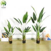 Oiseau de paradis artificiel en pot, faux bananier d'apparence naturelle, plante bonsaï, verdure artificielle décorative pour la décoration de bureau