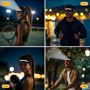 Unisex Elastic <b>USB</b> <b>LED</b> <b>Light</b> Headband Breathable Fabric Ideal for Night Running Sports Convenient Charging Unisex - Product Image 4